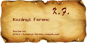 Kozányi Ferenc névjegykártya