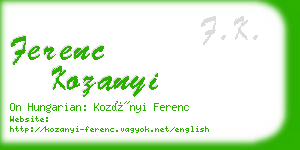 ferenc kozanyi business card